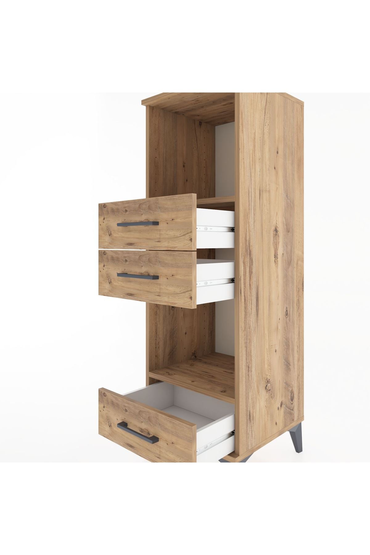 Hyperion Dolap 2 Raflı 3 Çekmeceli 44x44x134 Çam-Çam