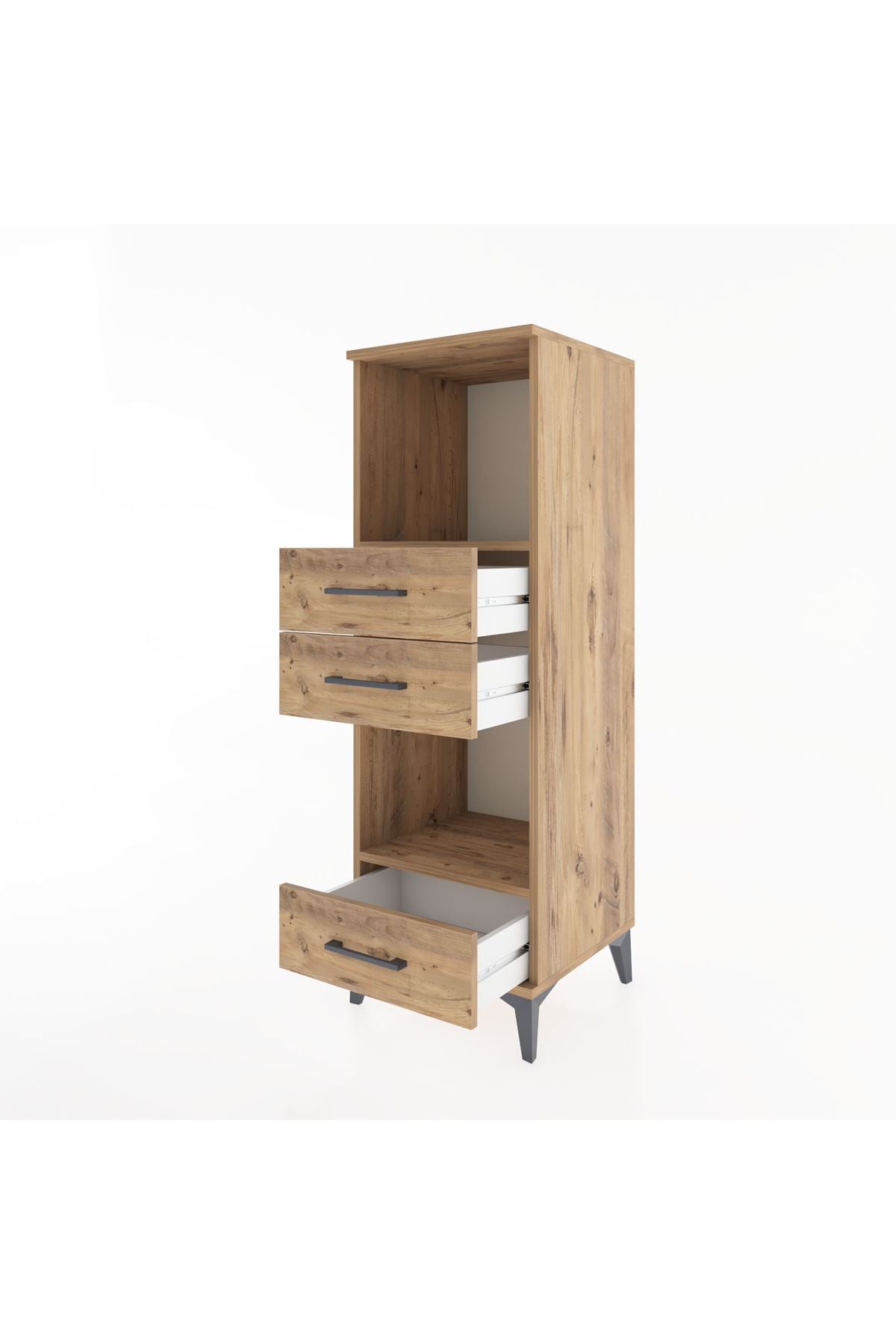 Hyperion Dolap 2 Raflı 3 Çekmeceli 44x44x134 Çam-Çam