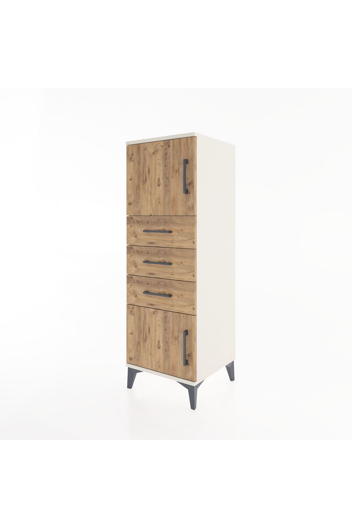 Hyperion Dolap Tek Raflı 3 Çekmeceli 2 Kapaklı 44x44x134 Aytaşı-Çam