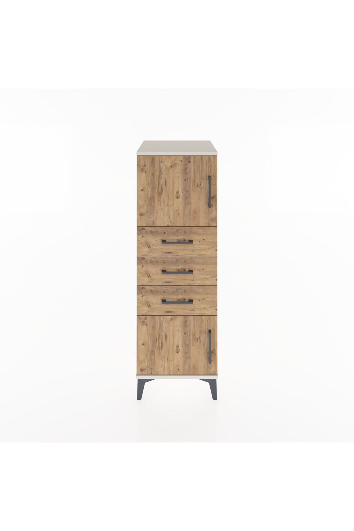 Hyperion Dolap Tek Raflı 3 Çekmeceli 2 Kapaklı 44x44x134 Aytaşı-Çam