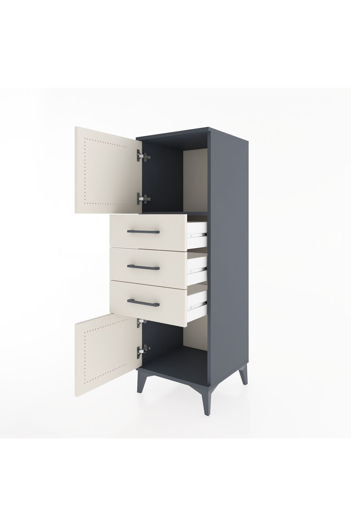 Hyperion Dolap Tek Raflı 3 Çekmeceli 2 Kapaklı 44x44x134 - S49M052V4B
