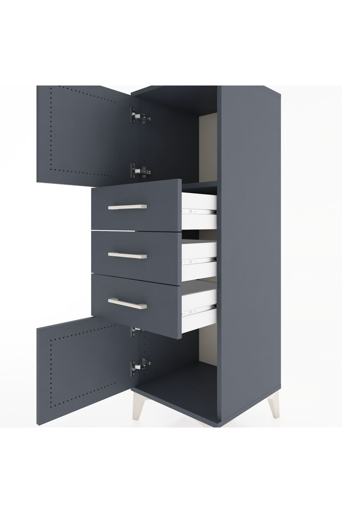 Hyperion Dolap Tek Raflı 3 Çekmeceli 2 Kapaklı 44x44x134 - S49M052V5B