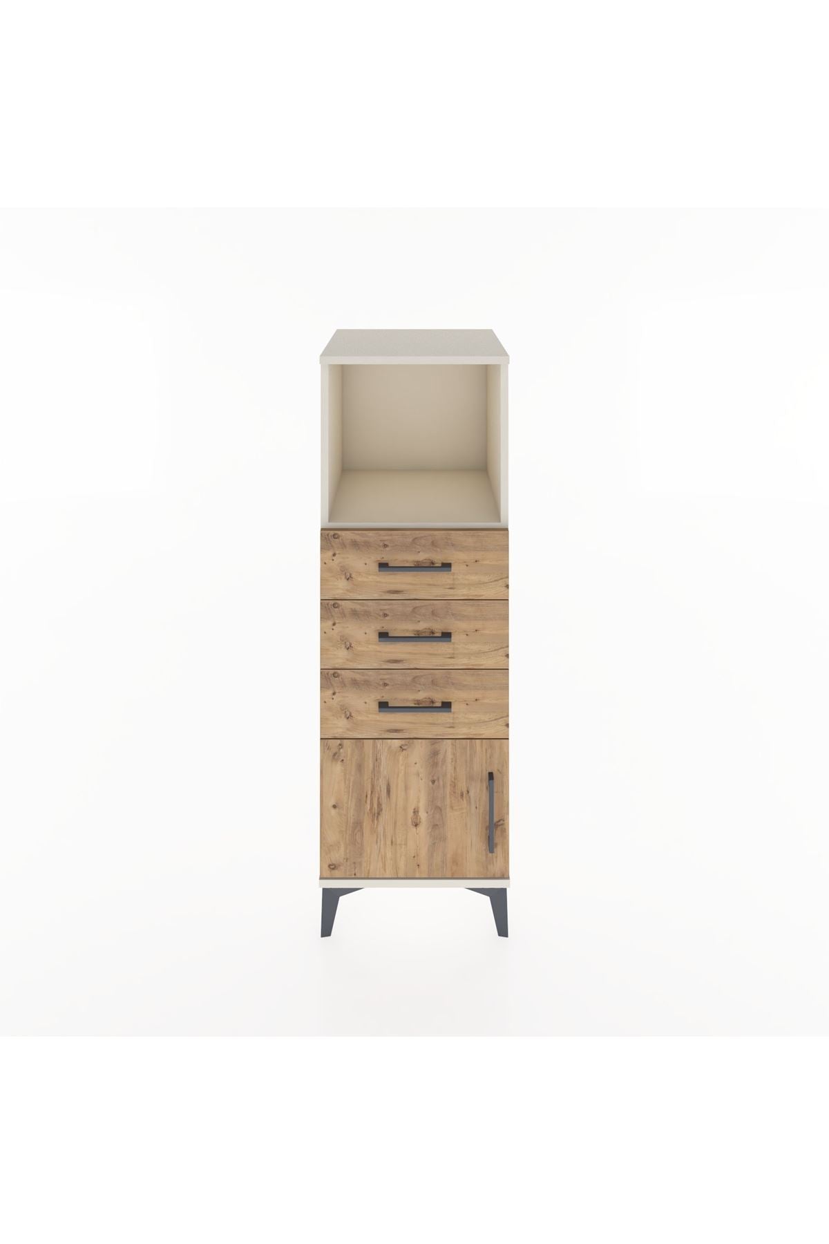 Hyperion Dolap Tek Raflı 3 Çekmeceli Tek Kapaklı 44x44x134 Aytaşı-Çam