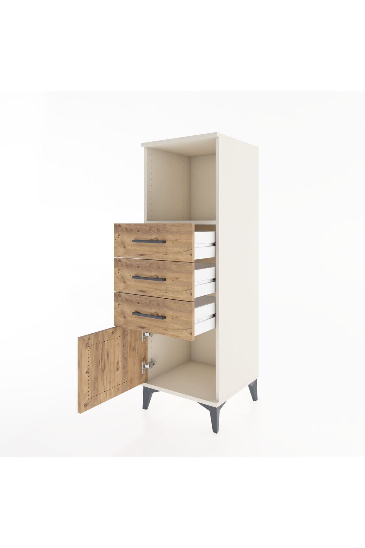 Hyperion Dolap Tek Raflı 3 Çekmeceli Tek Kapaklı 44x44x134 Aytaşı-Çam