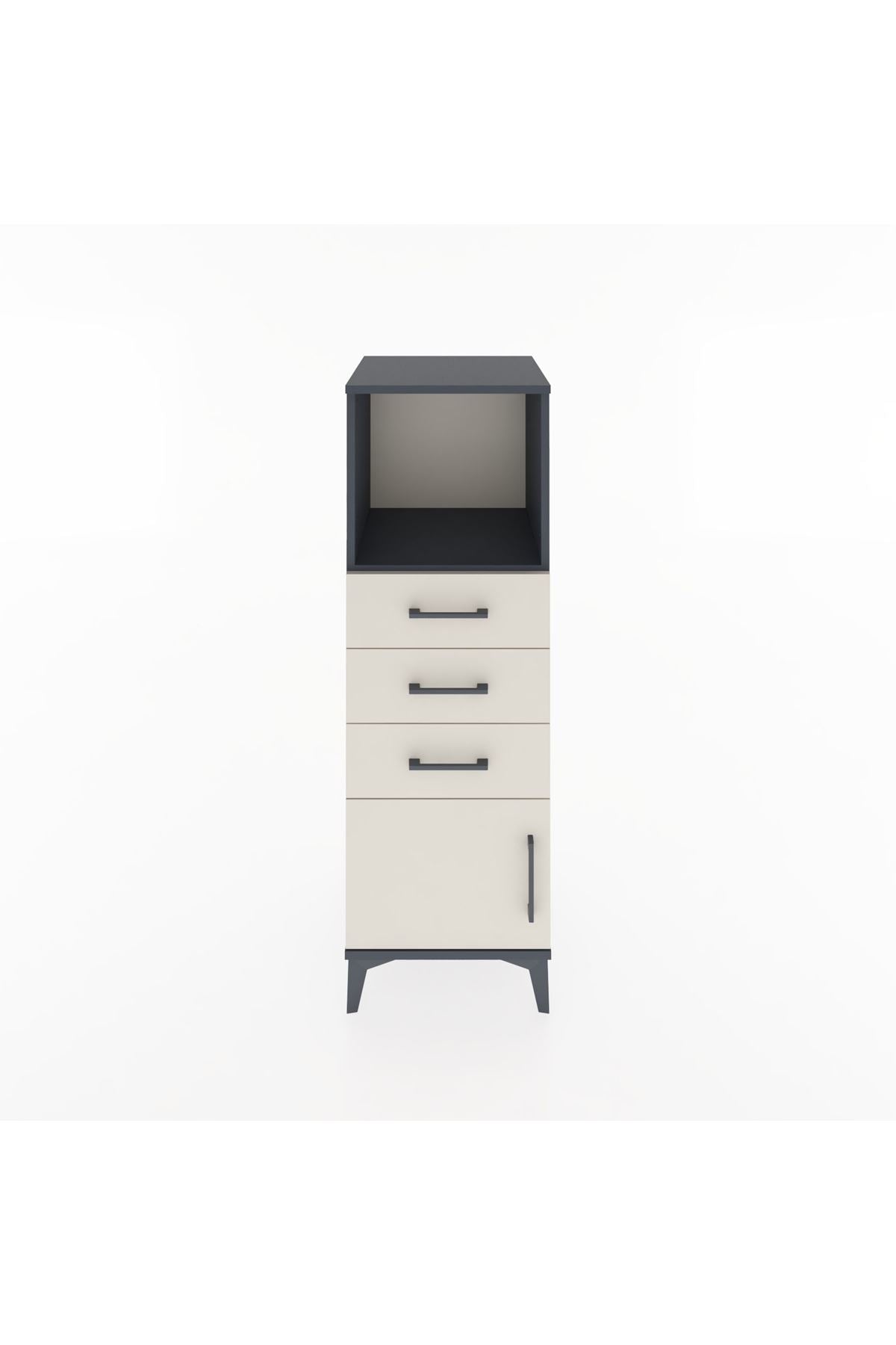 Hyperion Dolap Tek Raflı 3 Çekmeceli Tek Kapaklı 44x44x134 Antrasit-Aytaşı