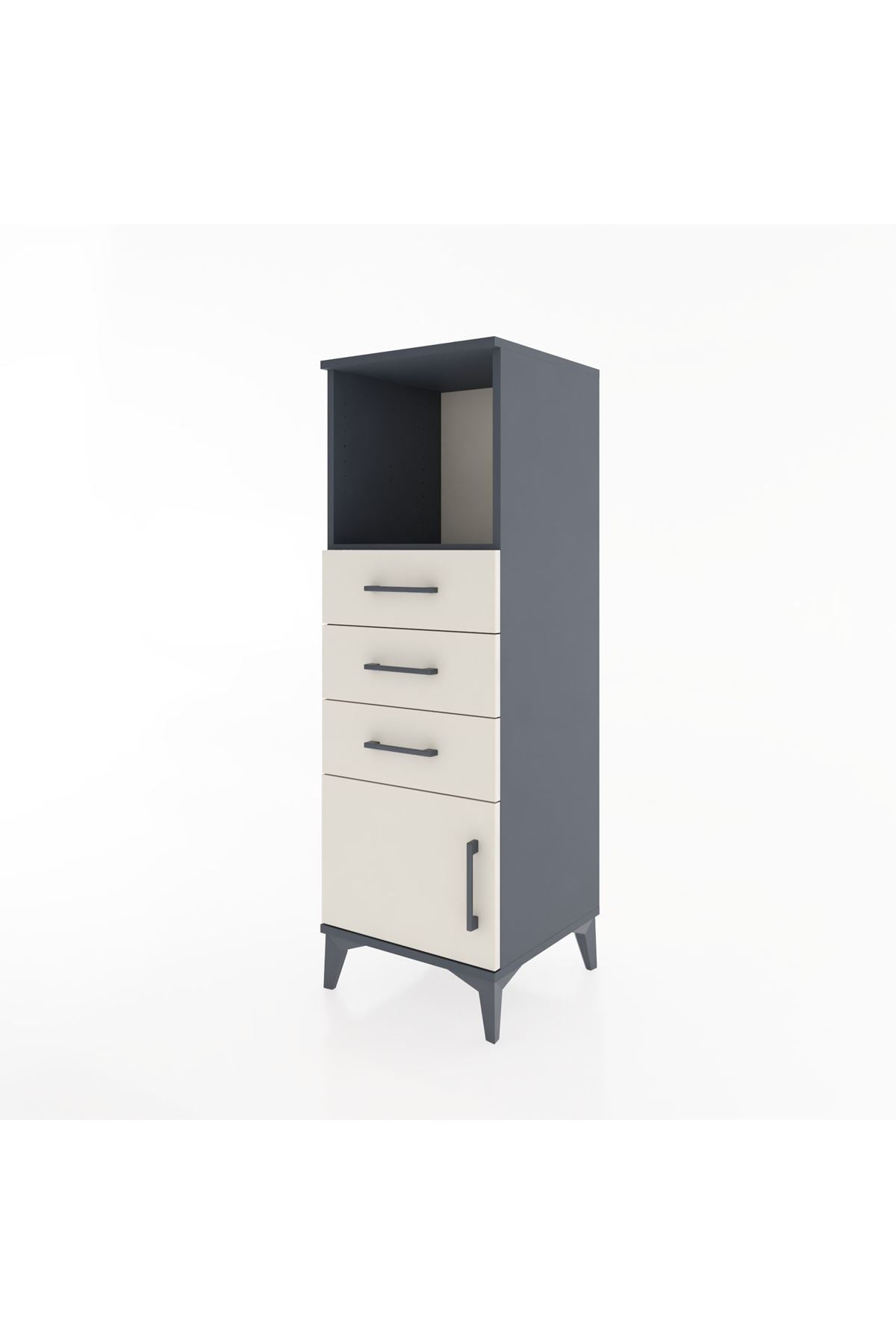 Hyperion Dolap Tek Raflı 3 Çekmeceli Tek Kapaklı 44x44x134 Antrasit-Aytaşı