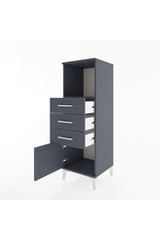 Hyperion Dolap Tek Raflı 3 Çekmeceli Tek Kapaklı 44x44x134 Antrasit-Antrasit