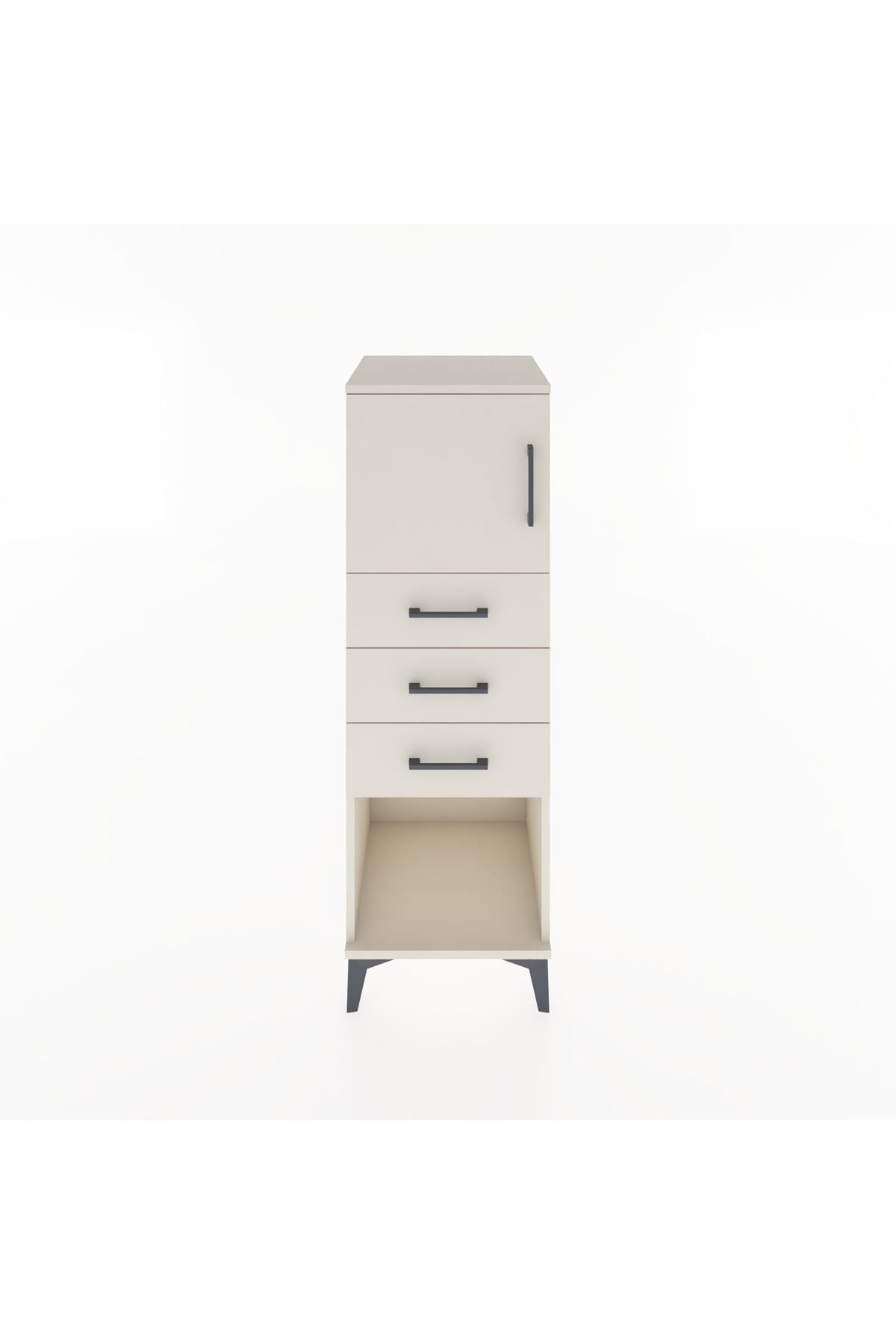 Hyperion Dolap Tek Raflı 3 Çekmeceli Tek Kapaklı 44x44x134 Aytaşı-Aytaşı