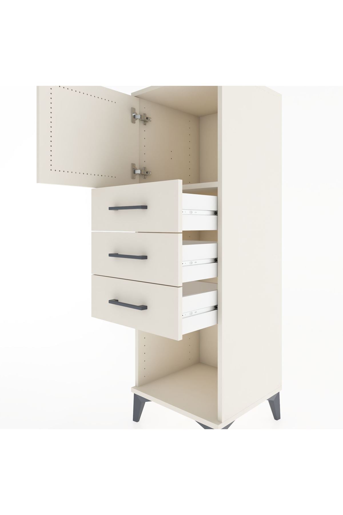 Hyperion Dolap Tek Raflı 3 Çekmeceli Tek Kapaklı 44x44x134 Aytaşı-Aytaşı