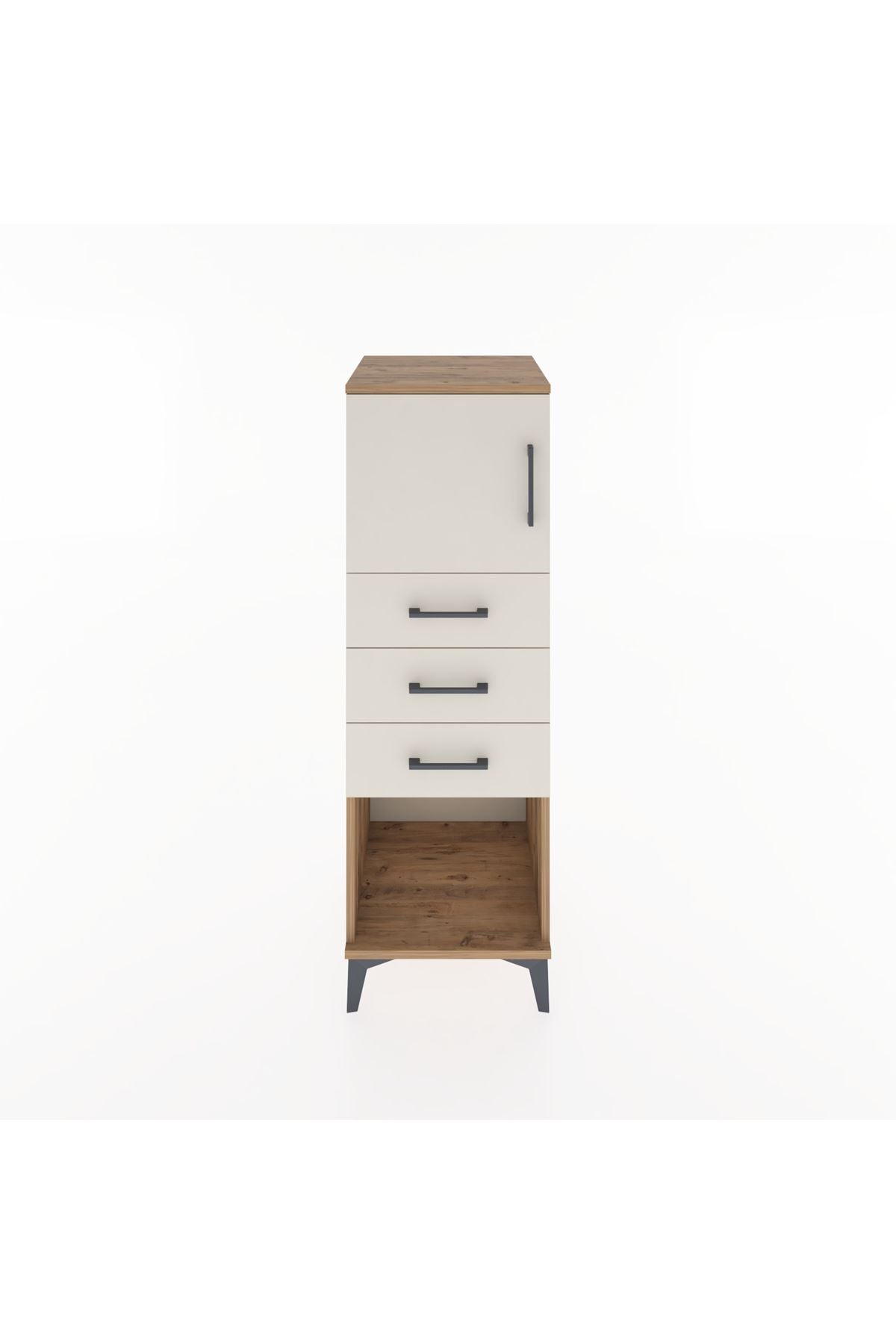 Hyperion Dolap Tek Raflı 3 Çekmeceli Tek Kapaklı 44x44x134 Çam-Aytaşı