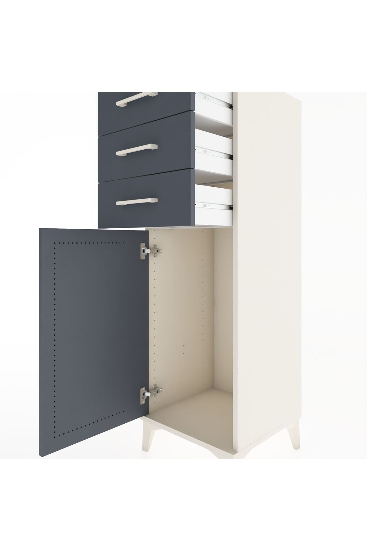 Hyperion Dolap 3 Çekmeceli Tek Kapaklı 44x44x134 Aytaşı-Antrasit