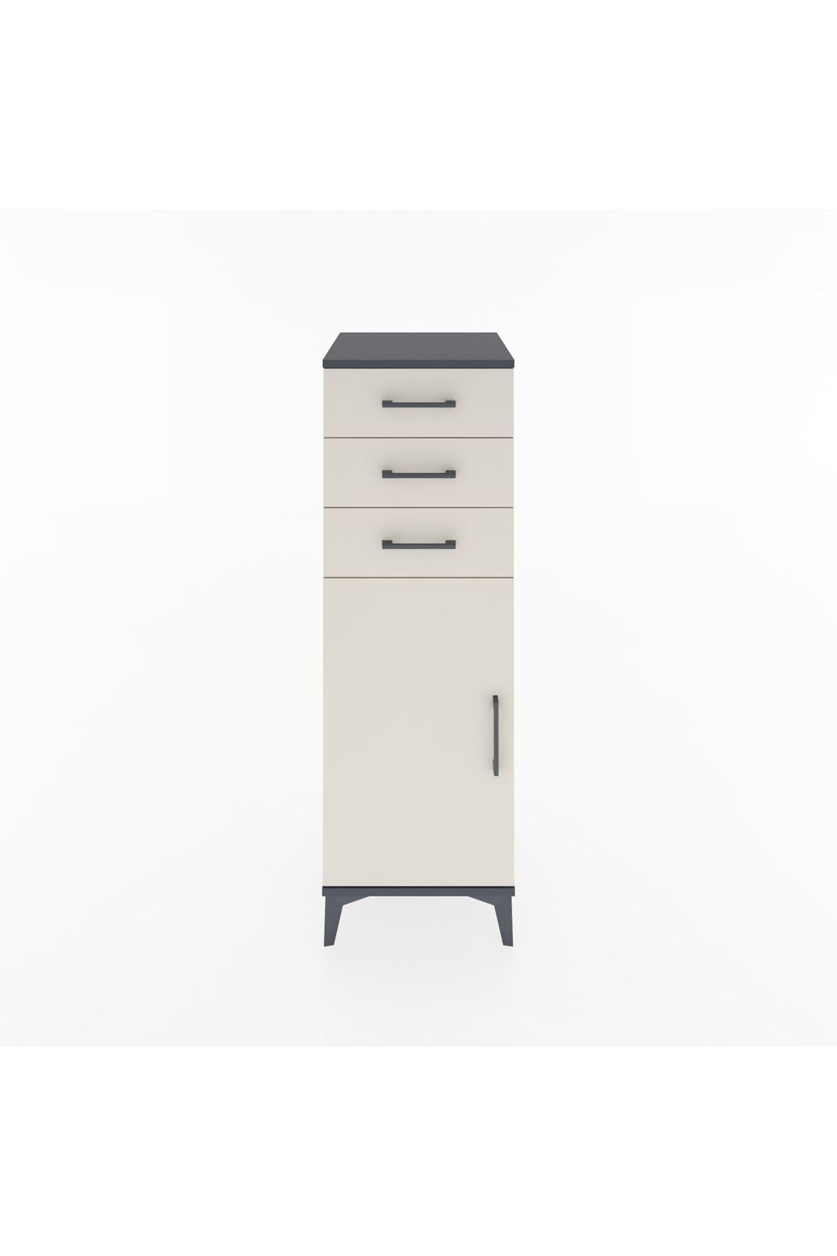 Hyperion Dolap 3 Çekmeceli Tek Kapaklı 44x44x134 Antrasit-Aytaşı