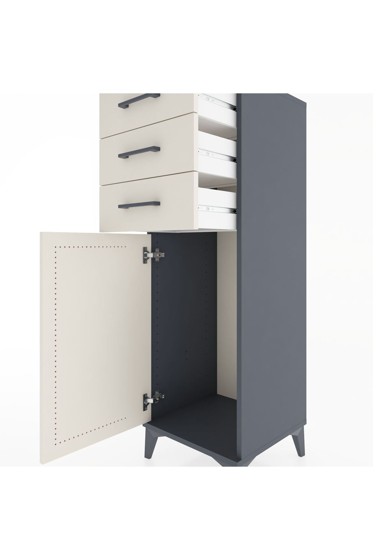 Hyperion Dolap 3 Çekmeceli Tek Kapaklı 44x44x134 Antrasit-Aytaşı