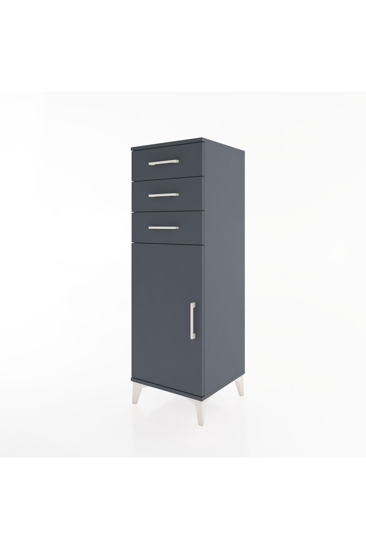 Hyperion Dolap 3 Çekmeceli Tek Kapaklı 44x44x134 Antrasit-Antrasit