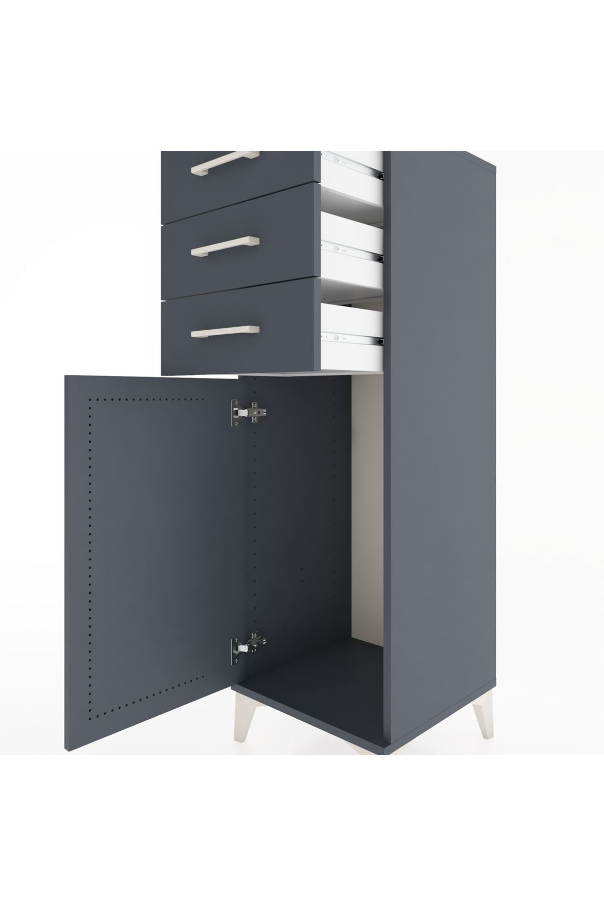 Hyperion Dolap 3 Çekmeceli Tek Kapaklı 44x44x134 Antrasit-Antrasit