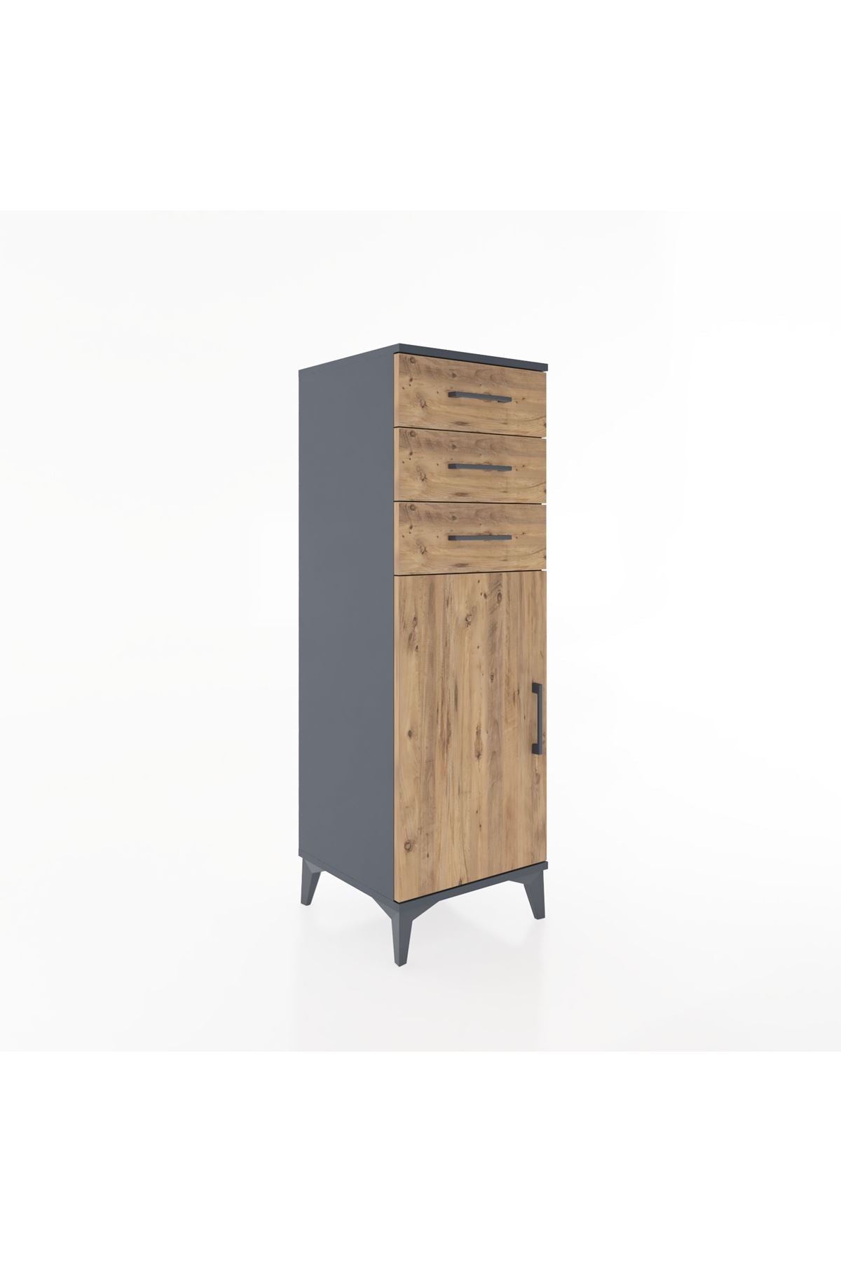 Hyperion Dolap 3 Çekmeceli Tek Kapaklı 44x44x134 Antrasit-Çam