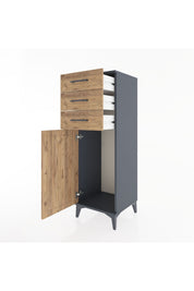 Hyperion Dolap 3 Çekmeceli Tek Kapaklı 44x44x134 Antrasit-Çam