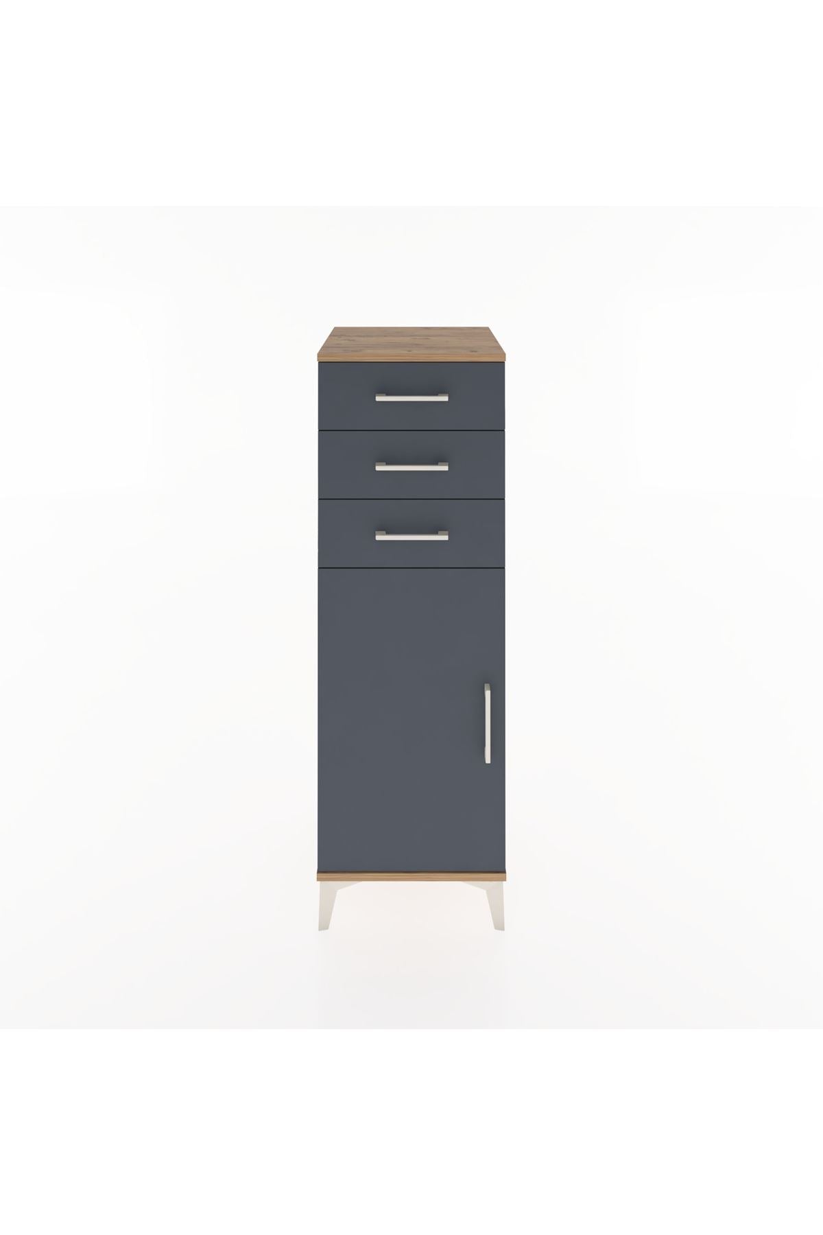 Hyperion Dolap 3 Çekmeceli Tek Kapaklı 44x44x134 Çam-Antrasit