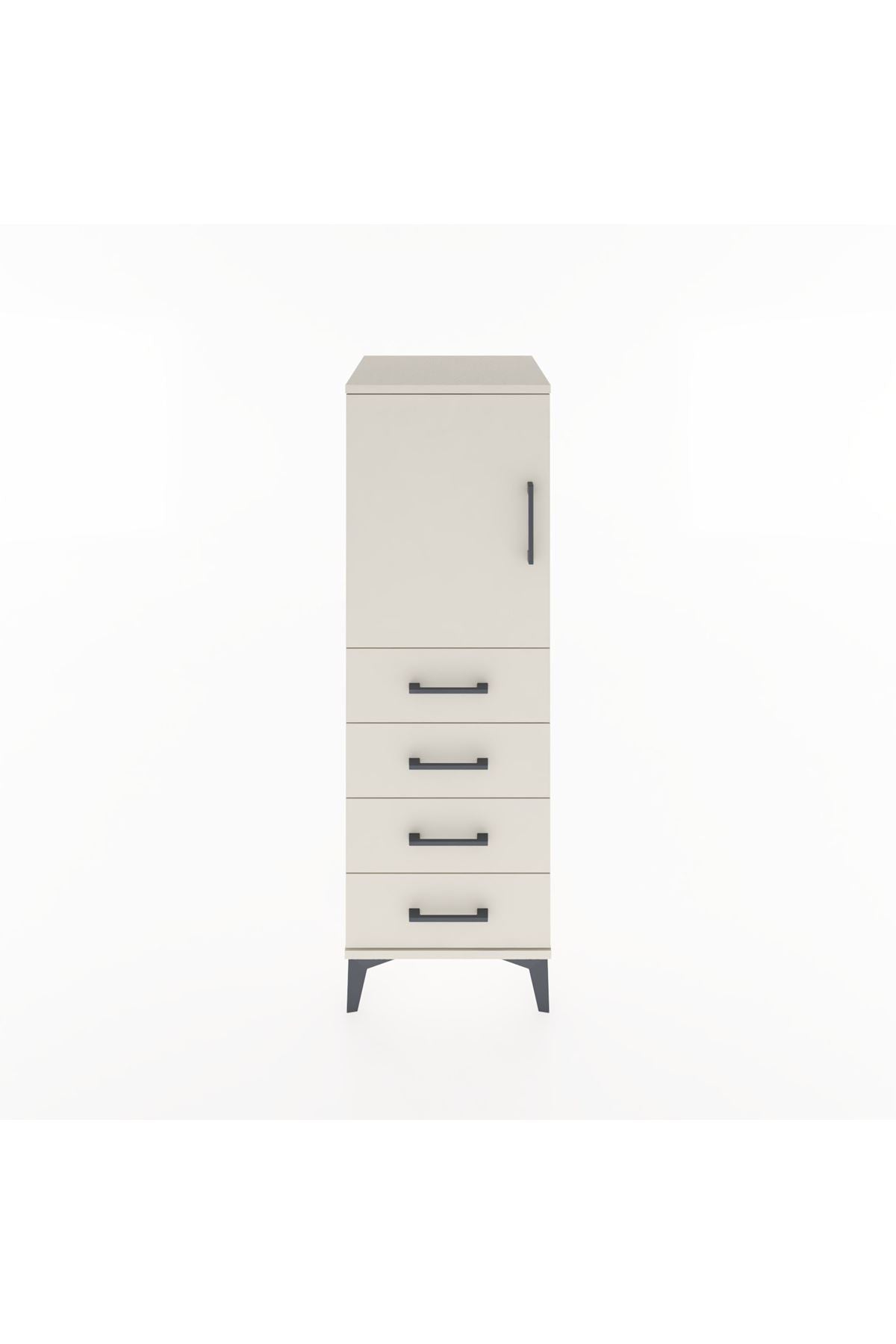 Hyperion Dolap 2 Raflı 4 Çekmeceli Tek Kapaklı 44x44x134 Aytaşı-Aytaşı