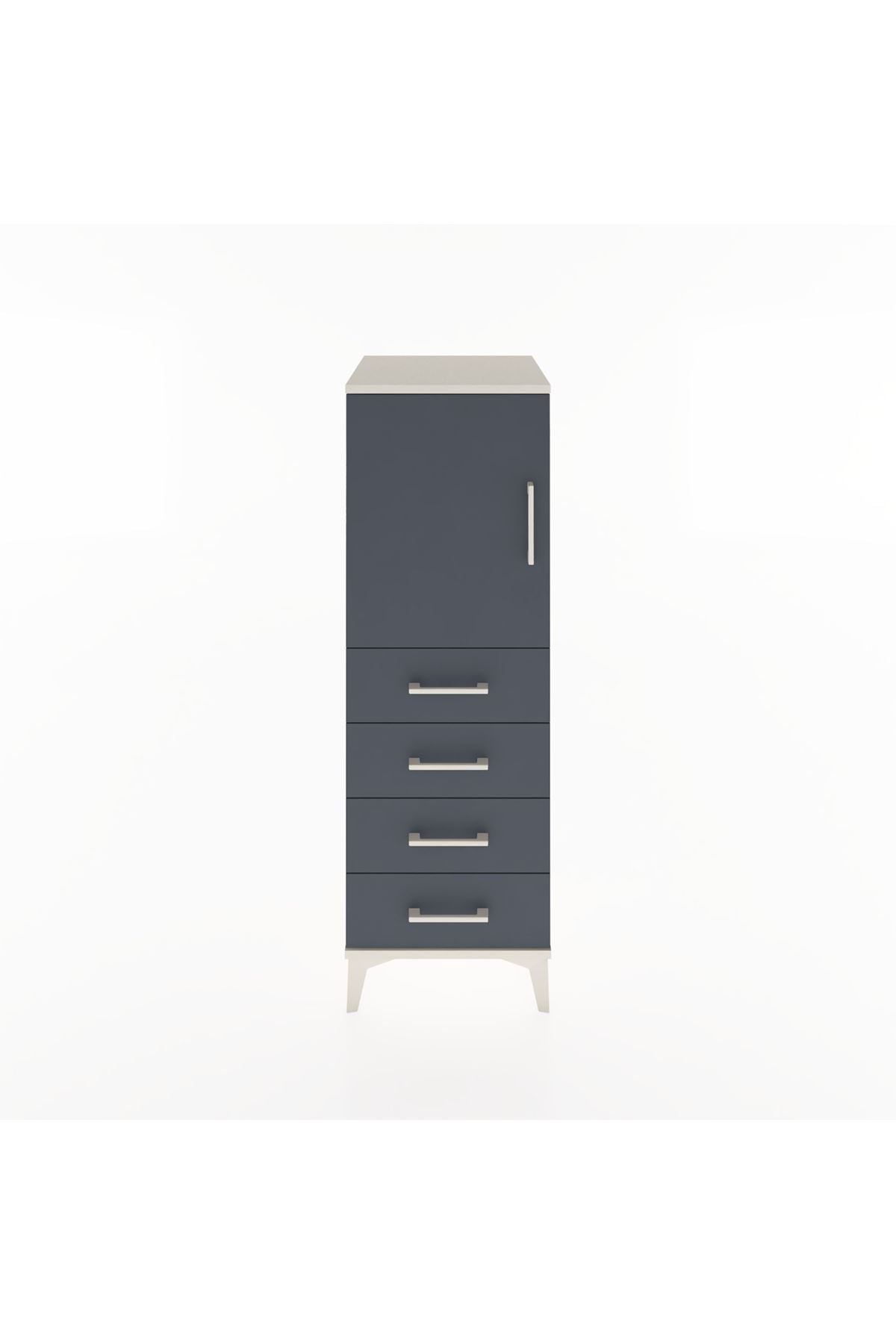 Hyperion Dolap 2 Raflı 4 Çekmeceli Tek Kapaklı 44x44x134 Aytaşı-Antrasit