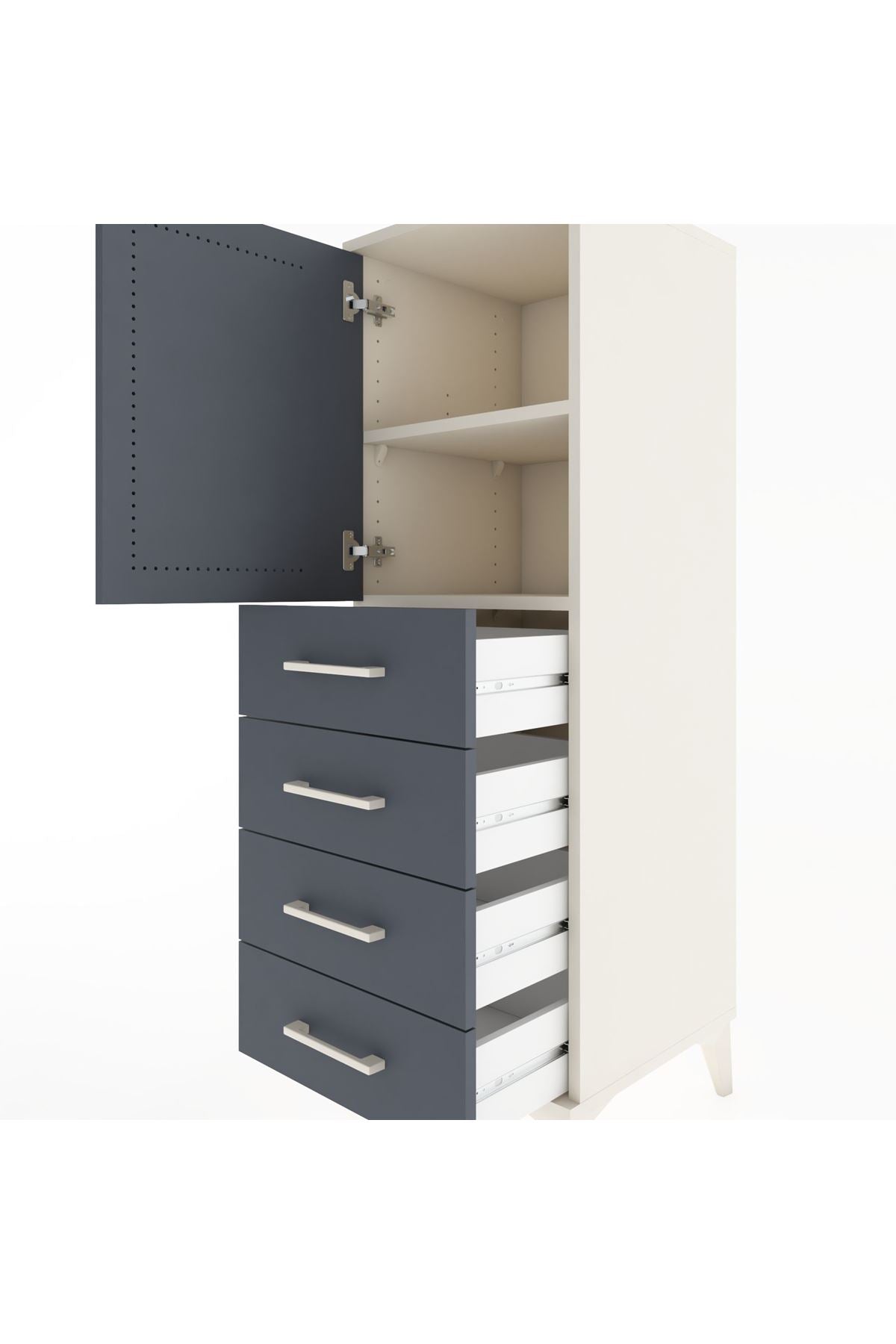 Hyperion Dolap 2 Raflı 4 Çekmeceli Tek Kapaklı 44x44x134 Aytaşı-Antrasit