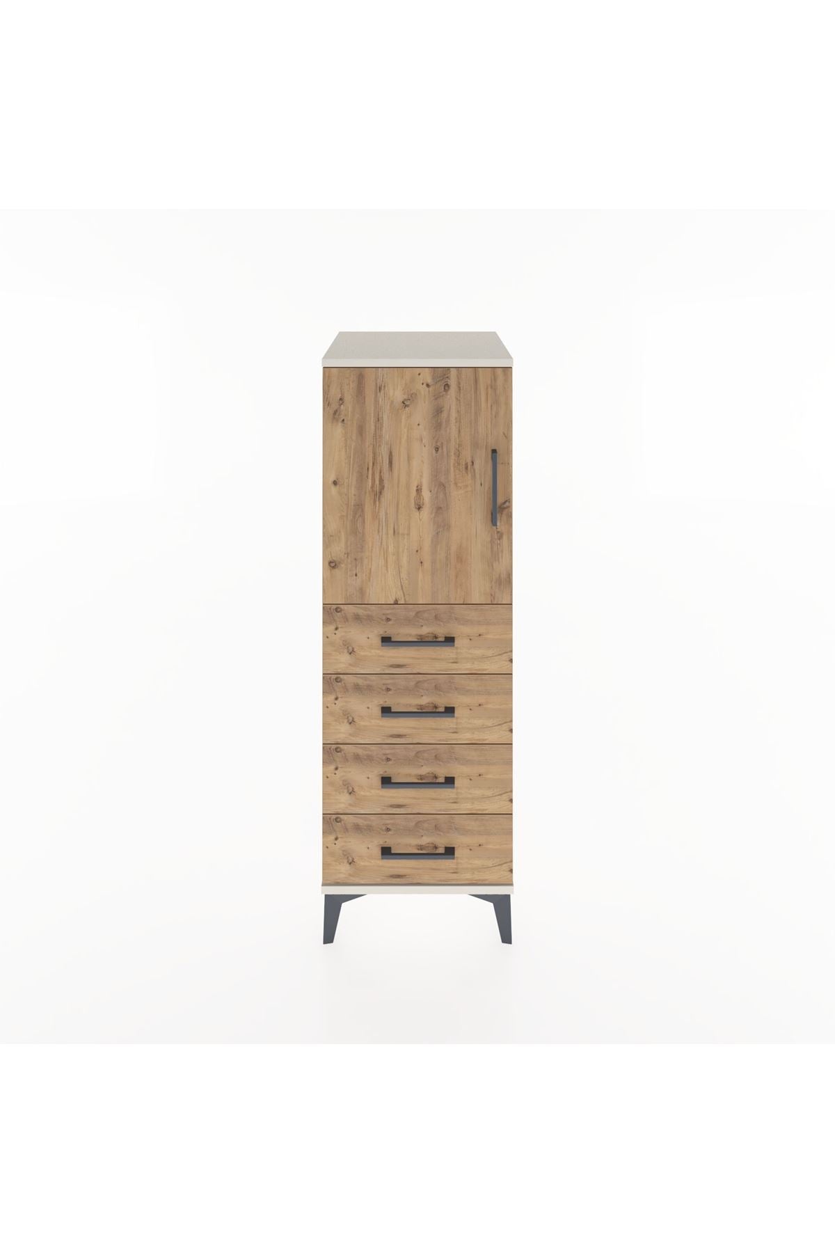 Hyperion Dolap 2 Raflı 4 Çekmeceli Tek Kapaklı 44x44x134 Aytaşı-Çam