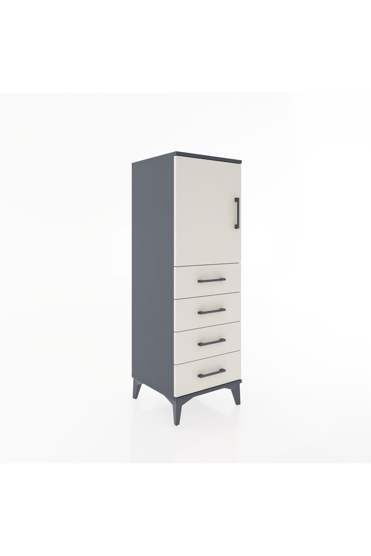 Hyperion Dolap 2 Raflı 4 Çekmeceli Tek Kapaklı 44x44x134 Antrasit-Aytaşı