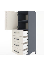 Hyperion Dolap 2 Raflı 4 Çekmeceli Tek Kapaklı 44x44x134 Antrasit-Aytaşı