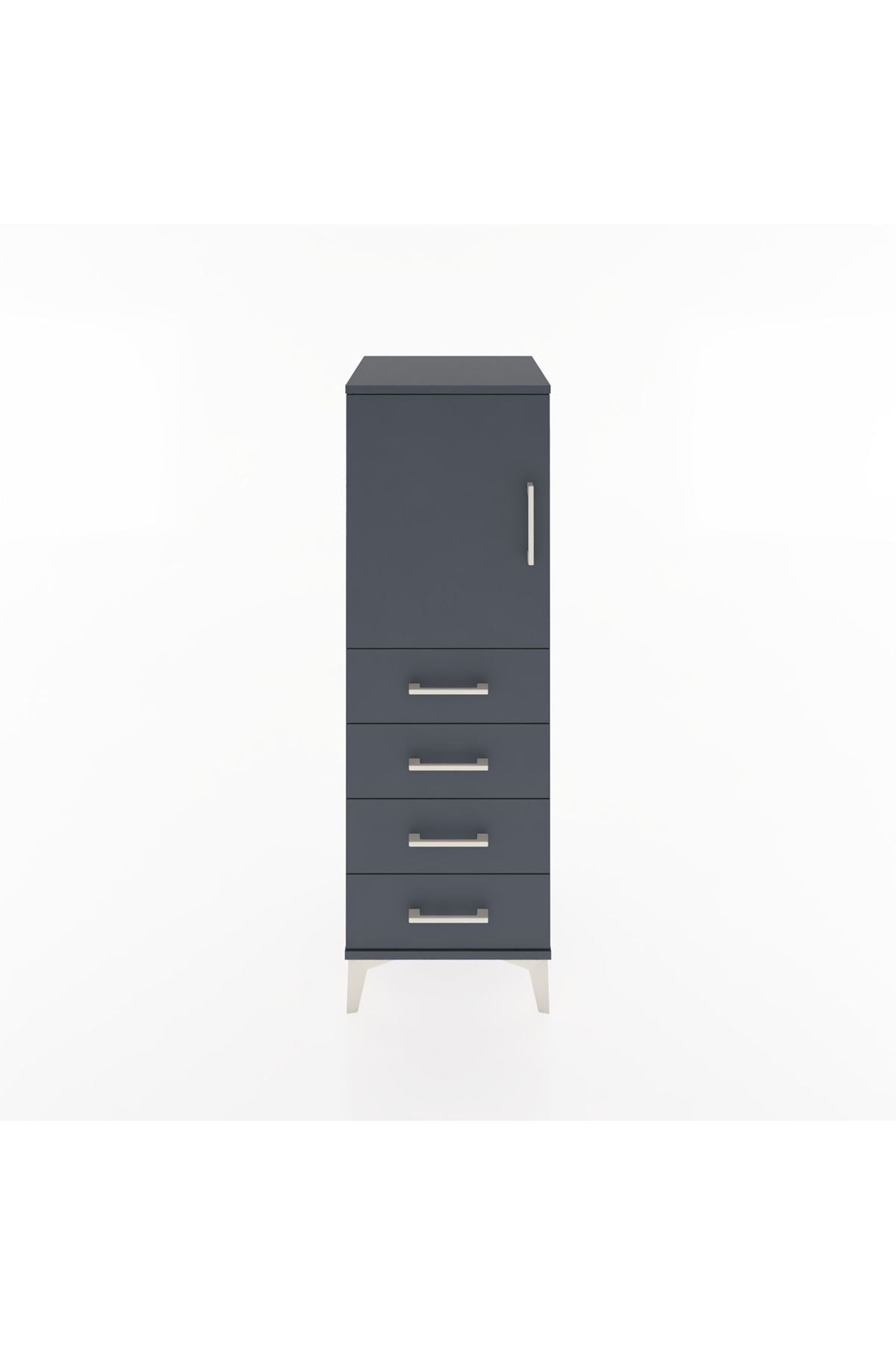 Hyperion Dolap 2 Raflı 4 Çekmeceli Tek Kapaklı 44x44x134 Antrasit-Antrasit