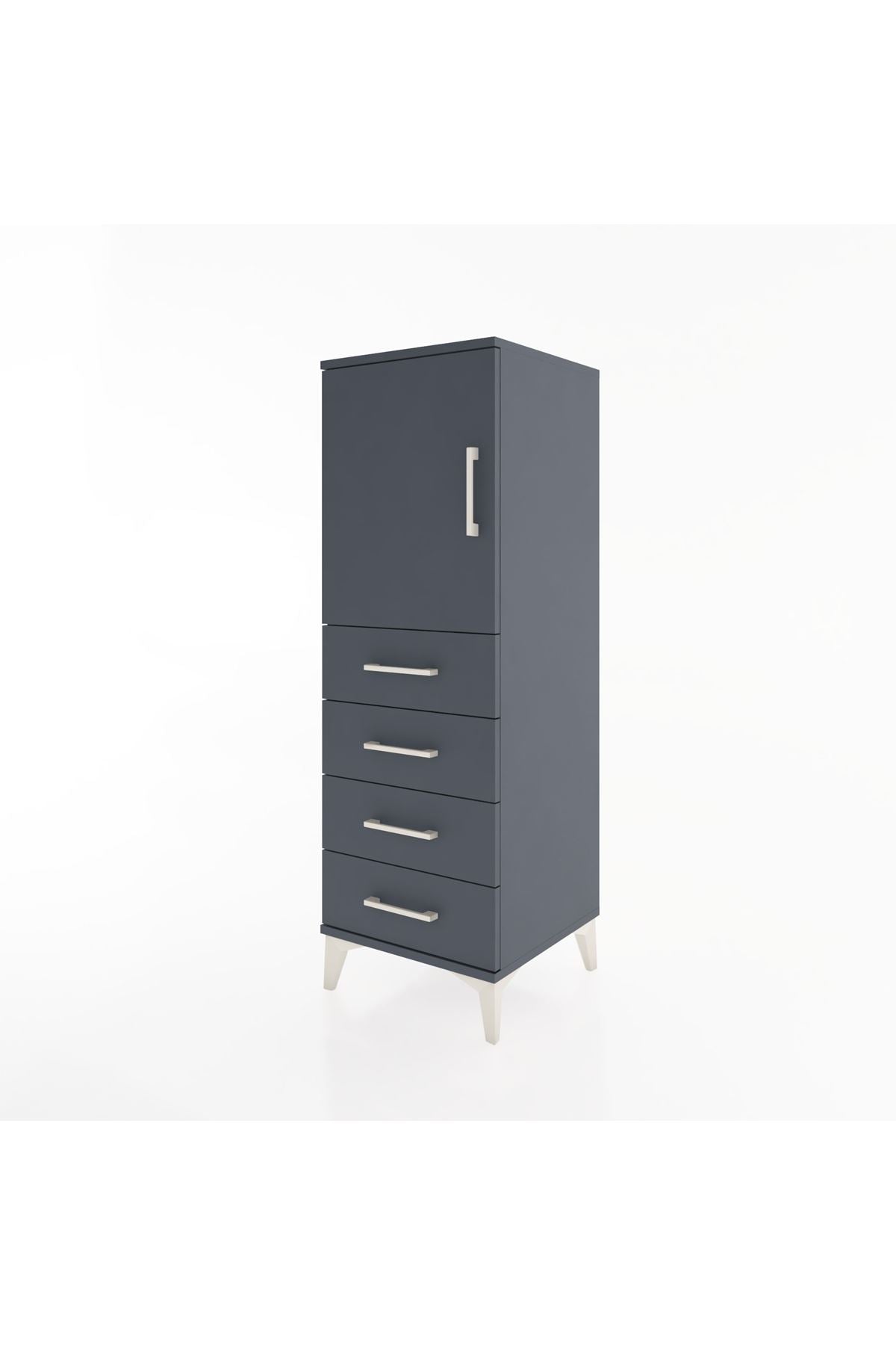 Hyperion Dolap 2 Raflı 4 Çekmeceli Tek Kapaklı 44x44x134 Antrasit-Antrasit