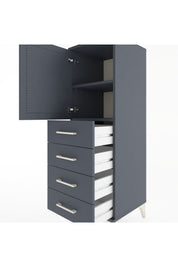 Hyperion Dolap 2 Raflı 4 Çekmeceli Tek Kapaklı 44x44x134 Antrasit-Antrasit