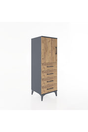 Hyperion Dolap 2 Raflı 4 Çekmeceli Tek Kapaklı 44x44x134 Antrasit-Çam