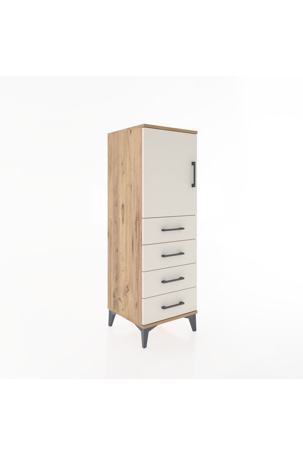 Hyperion Dolap 2 Raflı 4 Çekmeceli Tek Kapaklı 44x44x134 Çam-Aytaşı