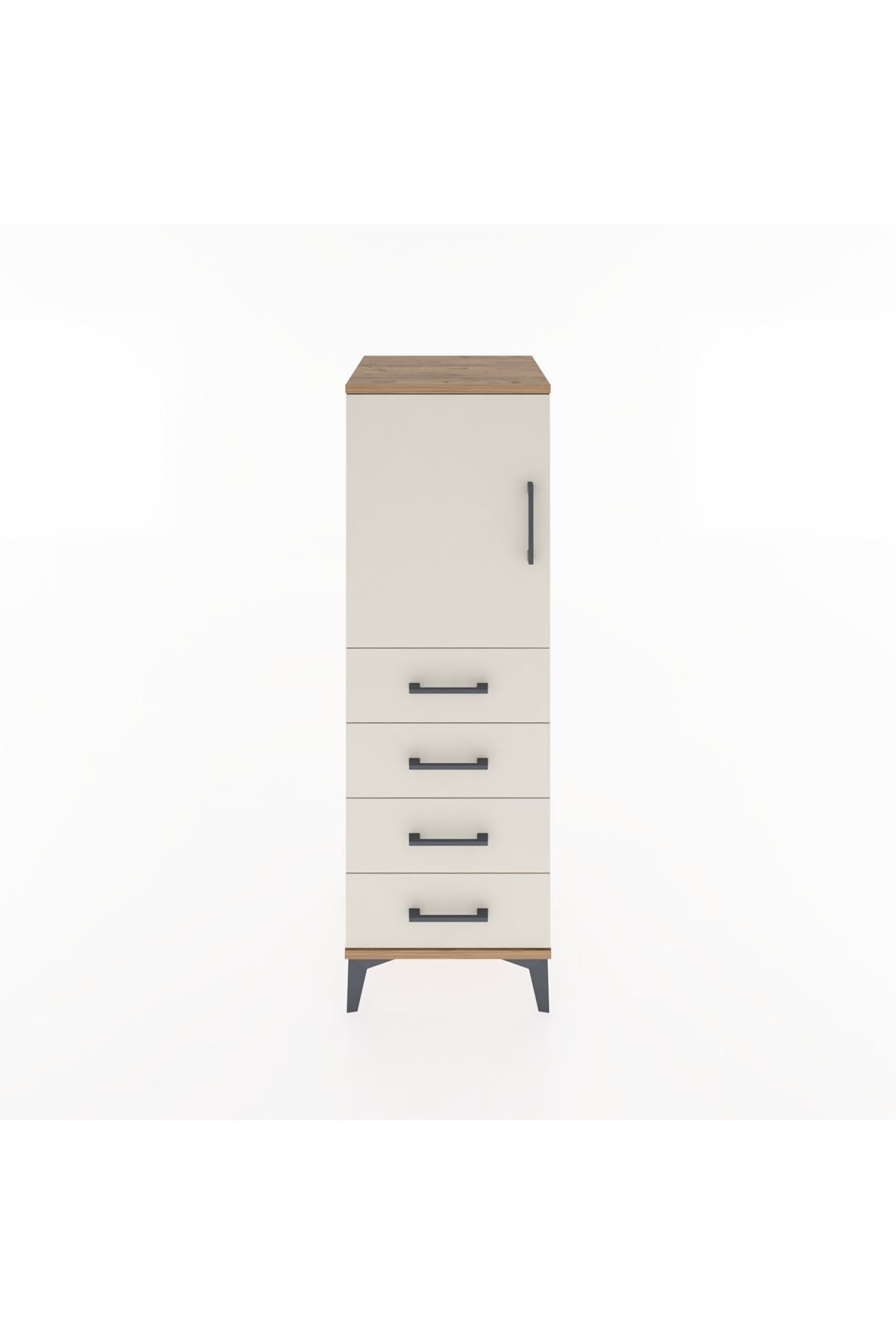 Hyperion Dolap 2 Raflı 4 Çekmeceli Tek Kapaklı 44x44x134 Çam-Aytaşı