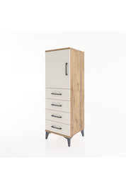 Hyperion Dolap 2 Raflı 4 Çekmeceli Tek Kapaklı 44x44x134 Çam-Aytaşı