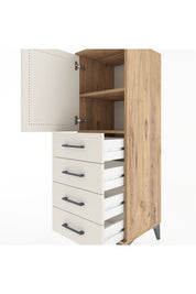 Hyperion Dolap 2 Raflı 4 Çekmeceli Tek Kapaklı 44x44x134 Çam-Aytaşı