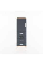 Hyperion Dolap 2 Raflı 4 Çekmeceli Tek Kapaklı 44x44x134 Çam-Antrasit