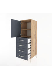 Hyperion Dolap 2 Raflı 4 Çekmeceli Tek Kapaklı 44x44x134 Çam-Antrasit