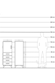 Hyperion Dolap 2 Raflı 4 Çekmeceli Tek Kapaklı 44x44x134 Çam-Antrasit
