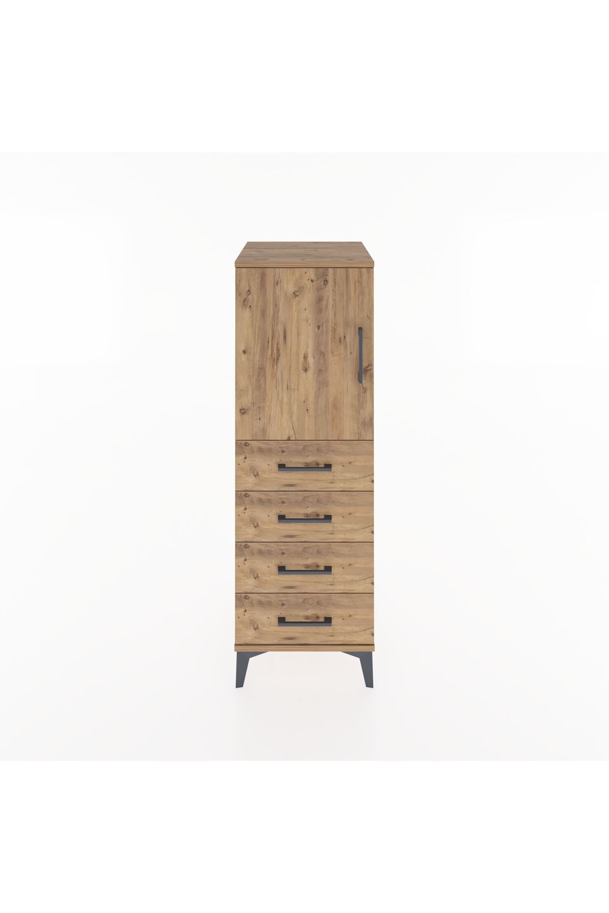 Hyperion Dolap 2 Raflı 4 Çekmeceli Tek Kapaklı 44x44x134 Çam-Çam