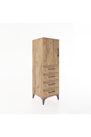 Hyperion Dolap 2 Raflı 4 Çekmeceli Tek Kapaklı 44x44x134 Çam-Çam