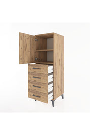 Hyperion Dolap 2 Raflı 4 Çekmeceli Tek Kapaklı 44x44x134 Çam-Çam
