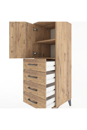 Hyperion Dolap 2 Raflı 4 Çekmeceli Tek Kapaklı 44x44x134 Çam-Çam