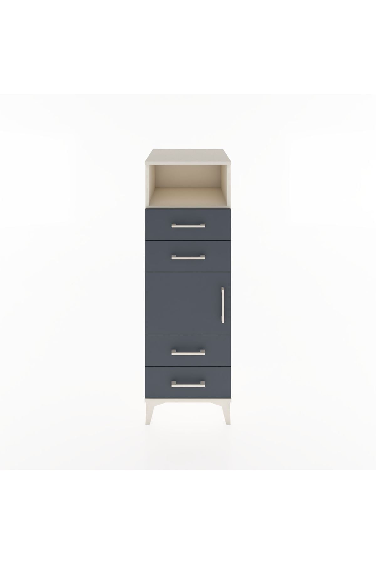 Hyperion Dolap 2 Raflı 4 Çekmeceli Tek Kapaklı 44x44x134 Aytaşı-Antrasit