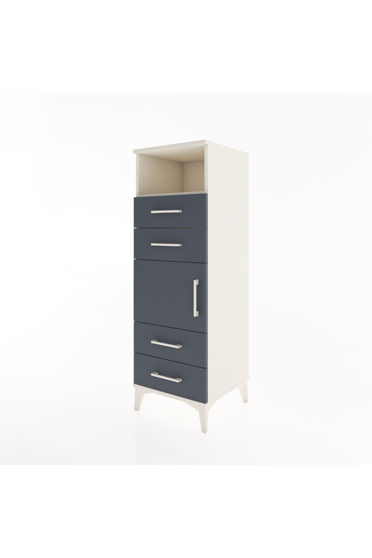 Hyperion Dolap 2 Raflı 4 Çekmeceli Tek Kapaklı 44x44x134 Aytaşı-Antrasit