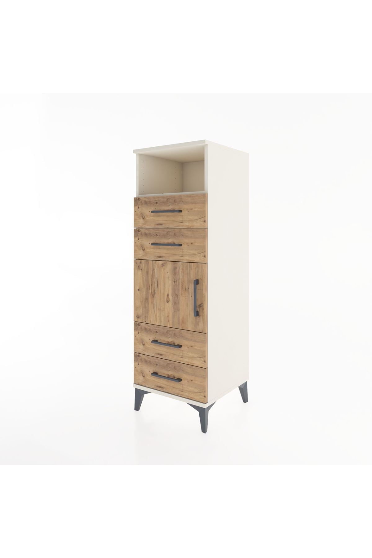 Hyperion Dolap 2 Raflı 4 Çekmeceli Tek Kapaklı 44x44x134 Aytaşı-Çam