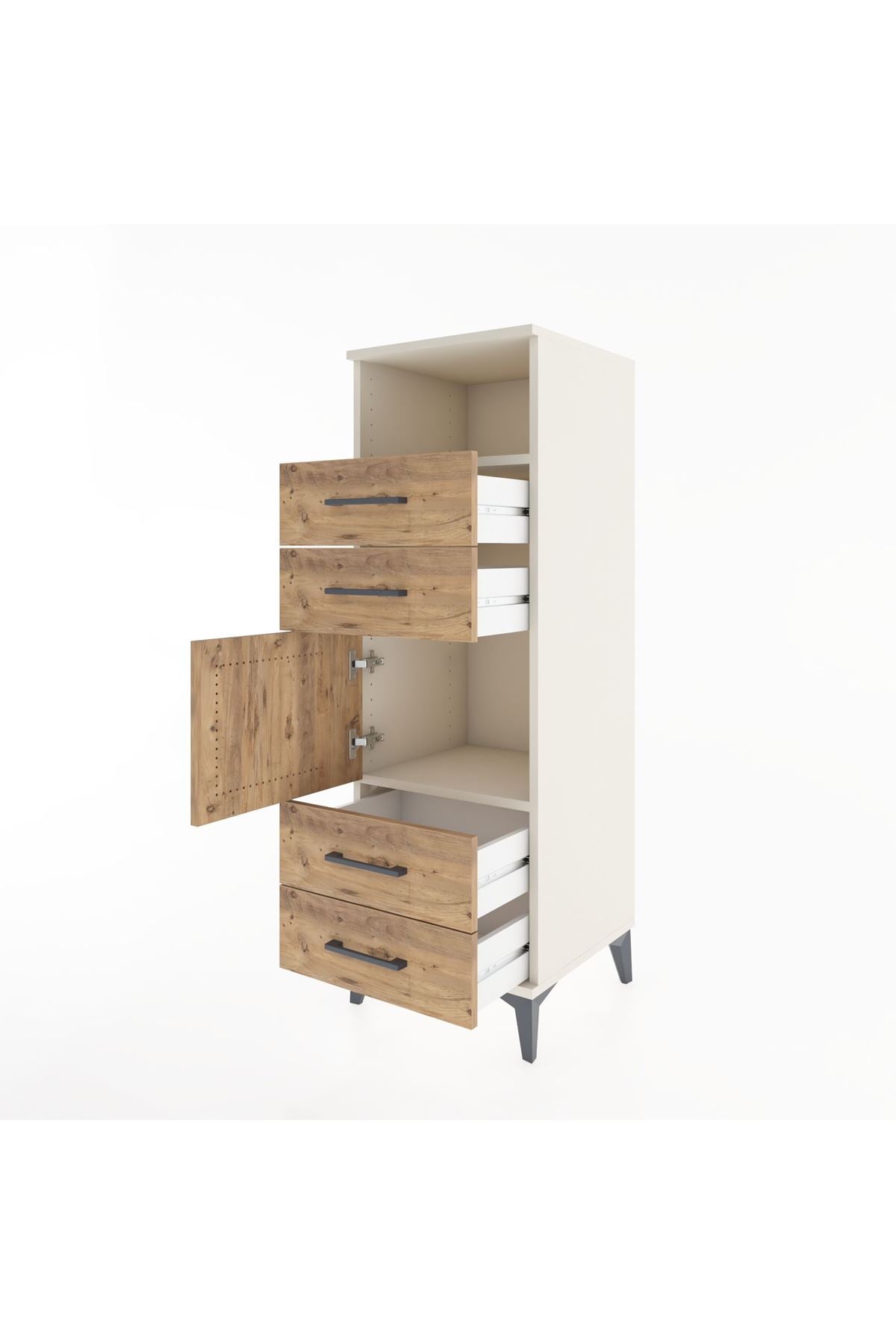 Hyperion Dolap 2 Raflı 4 Çekmeceli Tek Kapaklı 44x44x134 Aytaşı-Çam