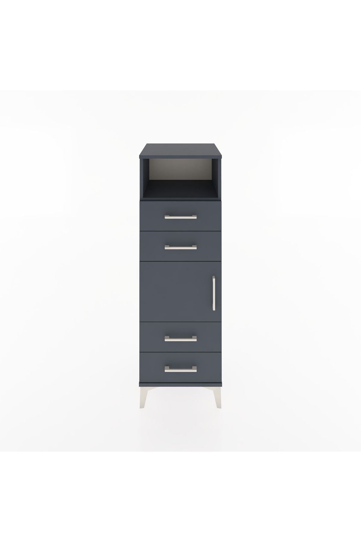 Hyperion Dolap 2 Raflı 4 Çekmeceli Tek Kapaklı 44x44x134 Antrasit-Antrasit