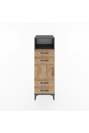 Hyperion Dolap 2 Raflı 4 Çekmeceli Tek Kapaklı 44x44x134 Antrasit-Çam