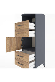 Hyperion Dolap 2 Raflı 4 Çekmeceli Tek Kapaklı 44x44x134 Antrasit-Çam